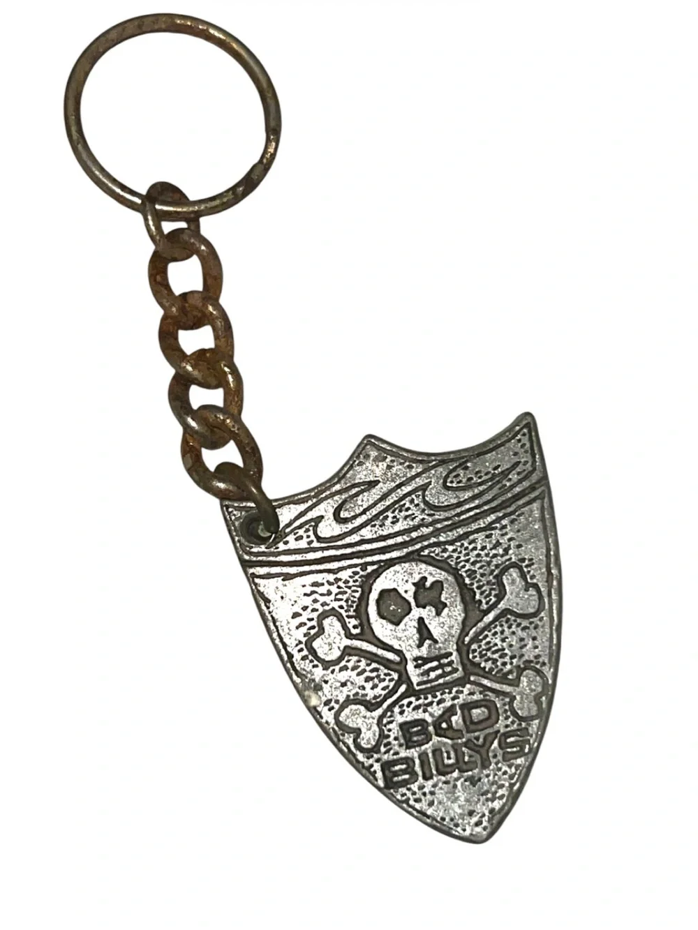 1980’s Bad Billy’s Billabong Skateboarding Skull Silver Keychain